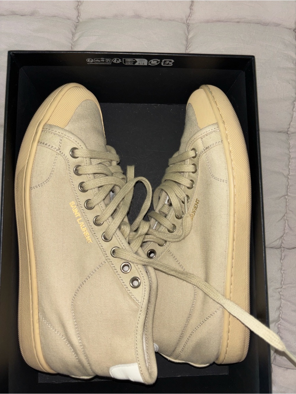 Saint Laurent woman’s  Cream Canvas High-Top Sneakers